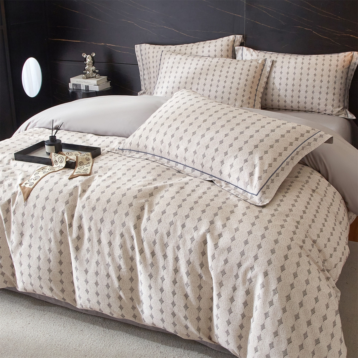 91家纺网 家纺一手货源 找家纺 品乐家纺 2025新款32支超柔生态磨毛四件套 拾光-灰