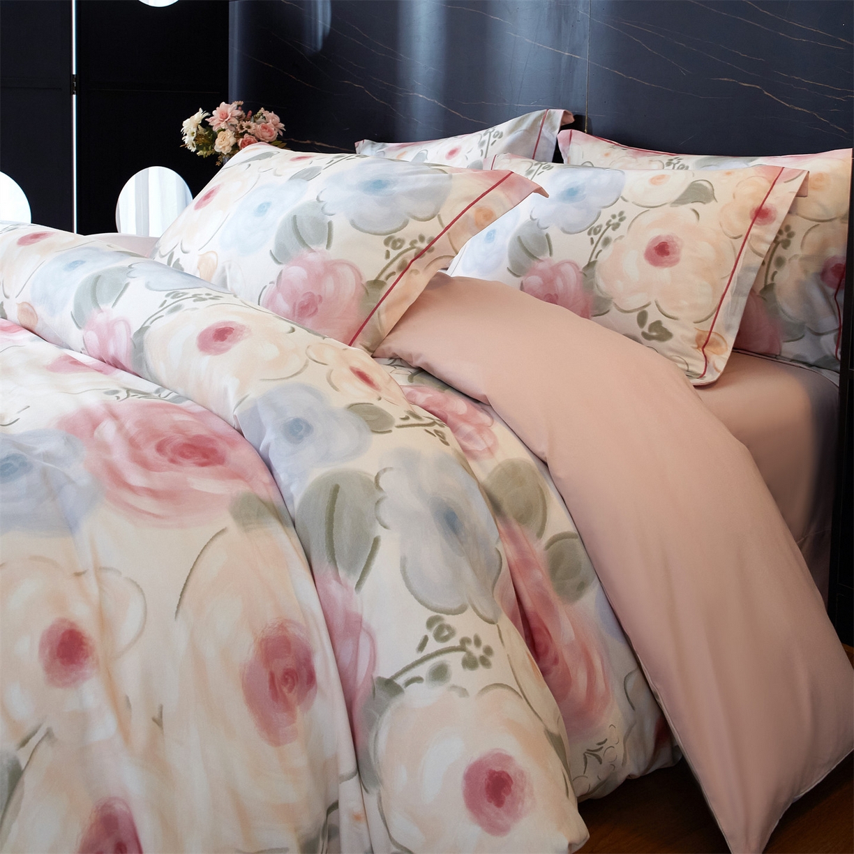 91家纺网 家纺一手货源 找家纺 品乐家纺 2025新款32支超柔生态磨毛四件套 桃汐-粉