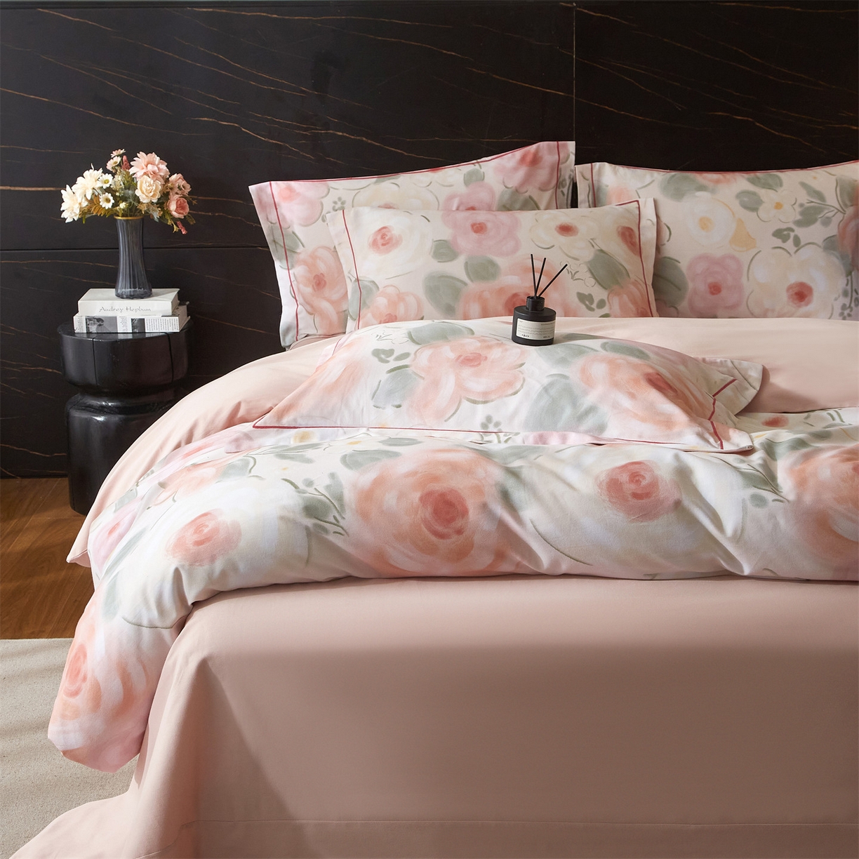 91家纺网 家纺一手货源 找家纺 品乐家纺 2025新款32支超柔生态磨毛四件套 桃汐-桔