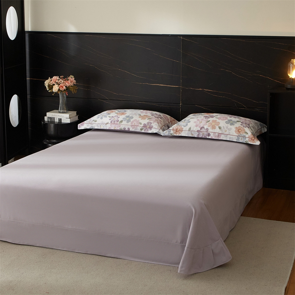 91家纺网 家纺一手货源 找家纺 品乐家纺 2025新款32支超柔生态磨毛四件套 忆甜-米紫