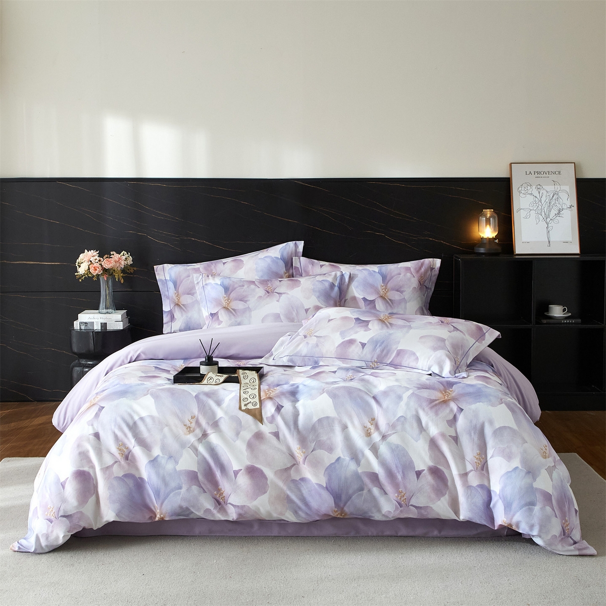 品乐家纺 2025新款32支超柔生态磨毛四件套 郁郁幽兰-紫