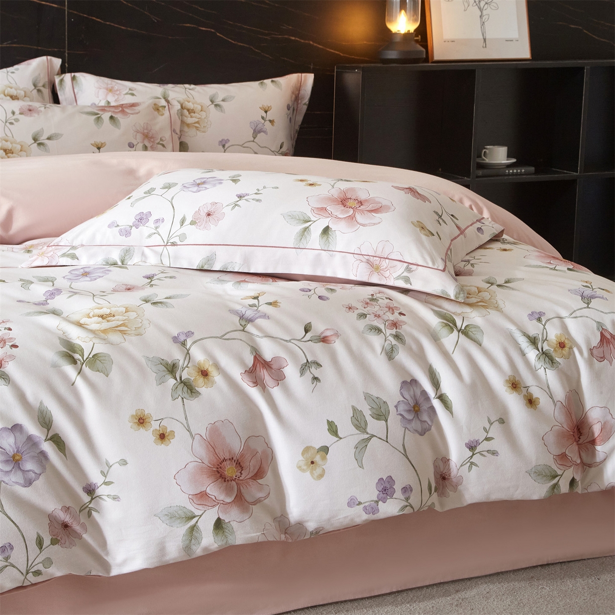 91家纺网 家纺一手货源 找家纺 品乐家纺 2025新款32支超柔生态磨毛四件套 芷柔-粉