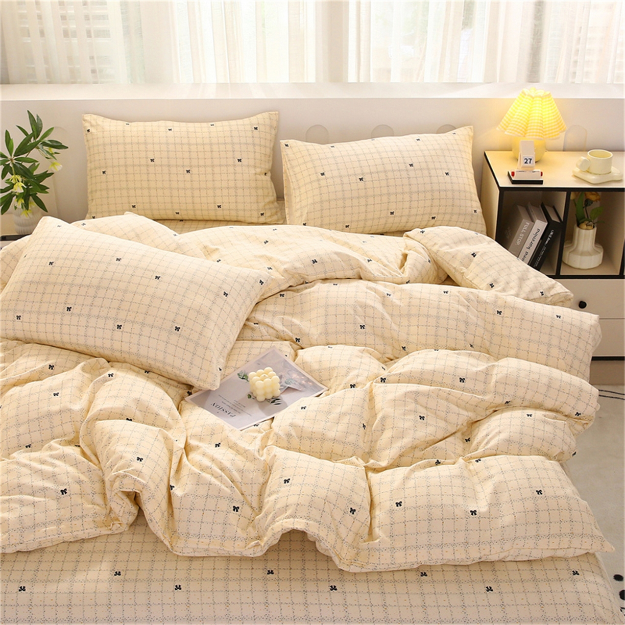 91家纺网 家纺一手货源 找家纺 织写 2025新款加厚磨毛澳绒棉四件套 幽香浪漫-黄