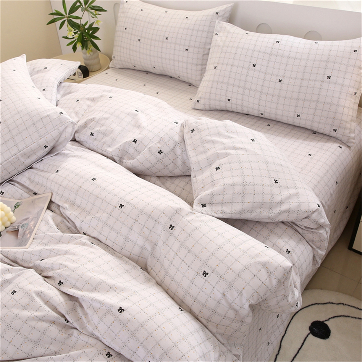 91家纺网 家纺一手货源 找家纺 织写 2025新款加厚磨毛澳绒棉四件套 幽香浪漫-灰