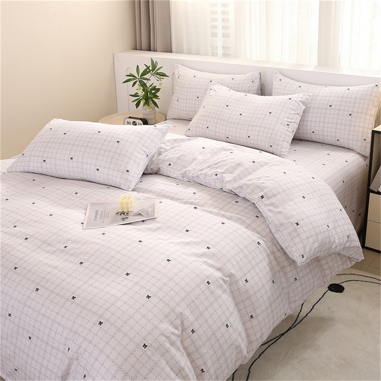 91家纺网 家纺一手货源 找家纺 织写 2025新款加厚磨毛澳绒棉四件套 幽香浪漫-灰