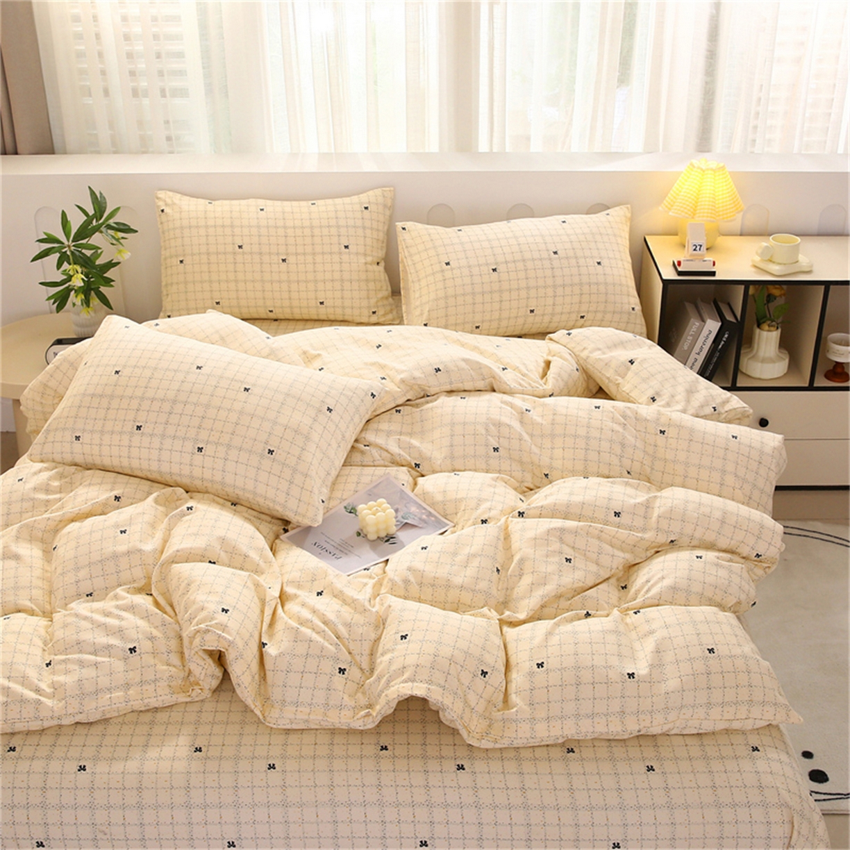 91家纺网 家纺一手货源 找家纺 织写 2025新款加厚磨毛澳绒棉四件套 幽香浪漫-黄