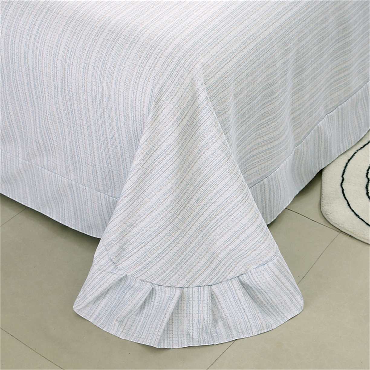 91家纺网 家纺一手货源 找家纺 织写 2025新款加厚磨毛澳绒棉四件套 美式田园-蓝灰