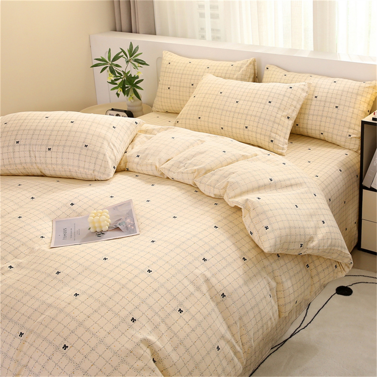 91家纺网 家纺一手货源 找家纺 织写 2025新款加厚磨毛澳绒棉四件套 幽香浪漫-黄