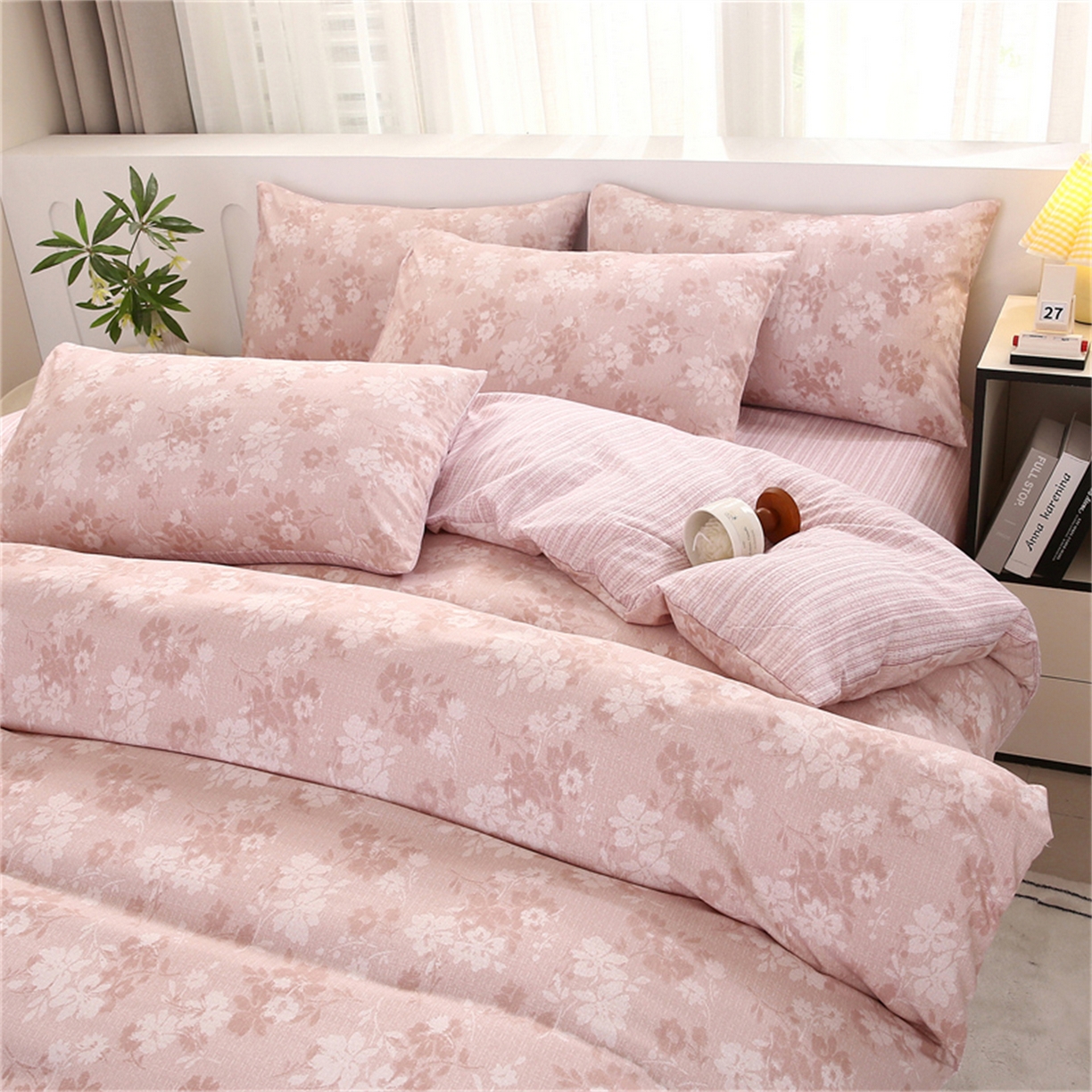 91家纺网 家纺一手货源 找家纺 织写 2025新款加厚磨毛澳绒棉四件套 美式田园-粉