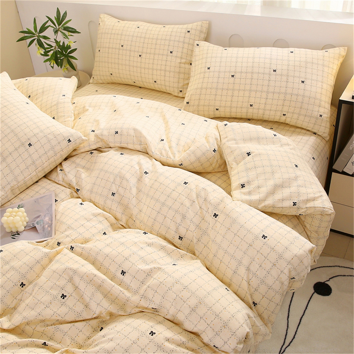 91家纺网 家纺一手货源 找家纺 织写 2025新款加厚磨毛澳绒棉四件套 幽香浪漫-黄