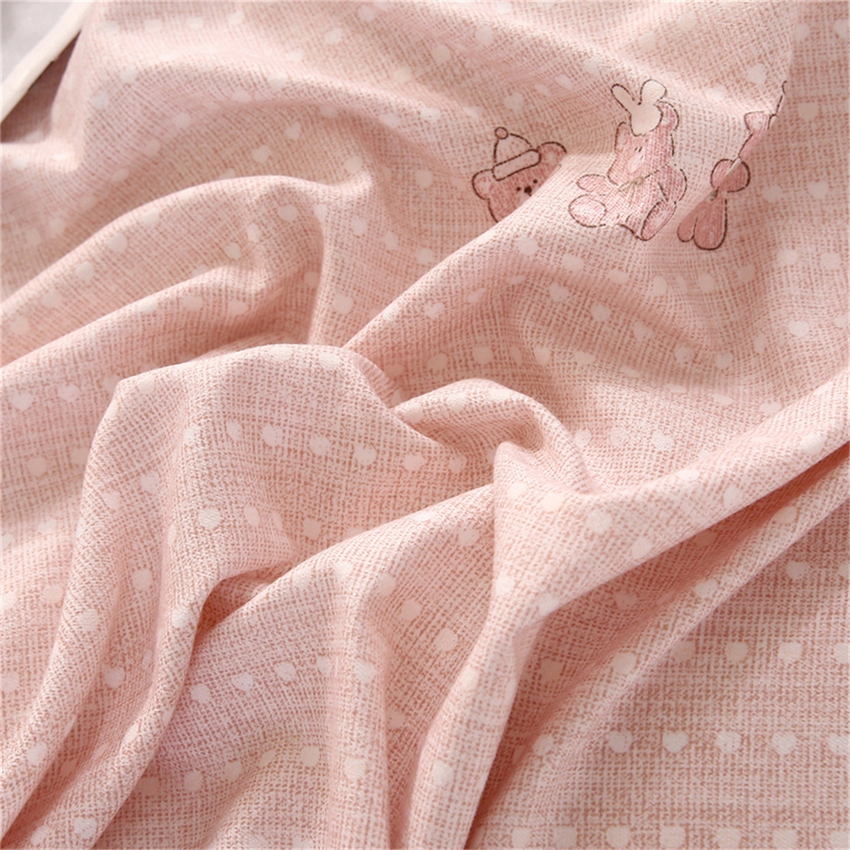 91家纺网 家纺一手货源 找家纺 织写 2025新款加厚磨毛澳绒棉四件套 开心小熊