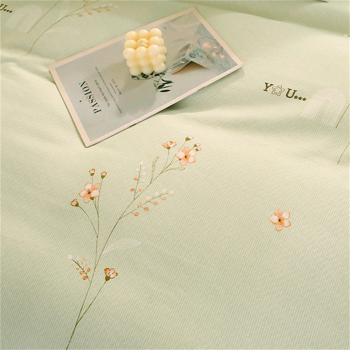 91家纺网 家纺一手货源 找家纺 织写 2025新款加厚磨毛澳绒棉四件套 贝莉浅绿