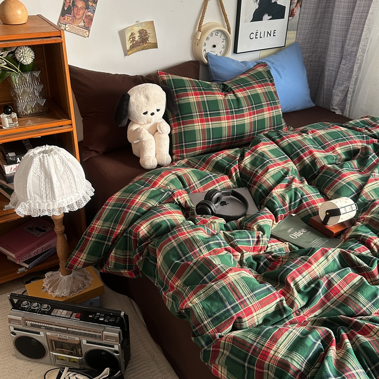 91家纺网 家纺一手货源 找家纺 （总）对白 2025新款32s全棉色织水洗棉四件套-苏格兰海岛-咖【提供买家秀】