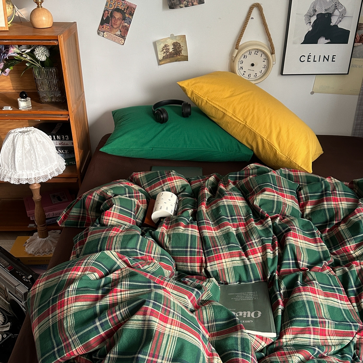 91家纺网 家纺一手货源 找家纺 （总）对白 2025新款32s全棉色织水洗棉四件套-苏格兰海岛-咖【提供买家秀】