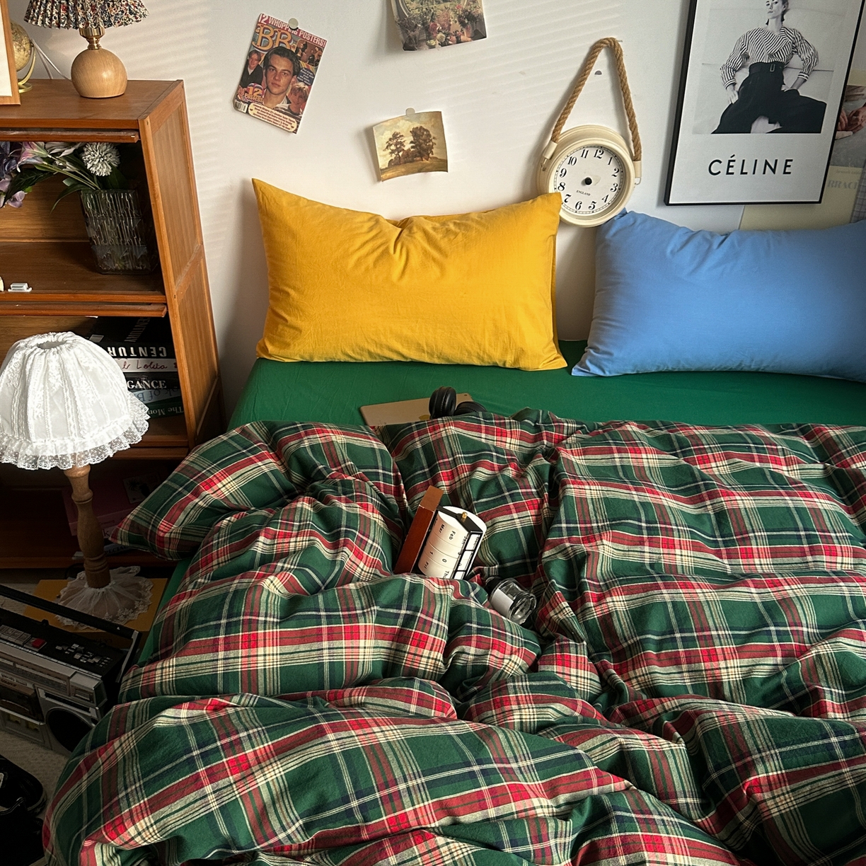 91家纺网 家纺一手货源 找家纺 （总）对白 2025新款32s全棉色织水洗棉四件套-苏格兰海岛-绿【提供买家秀】