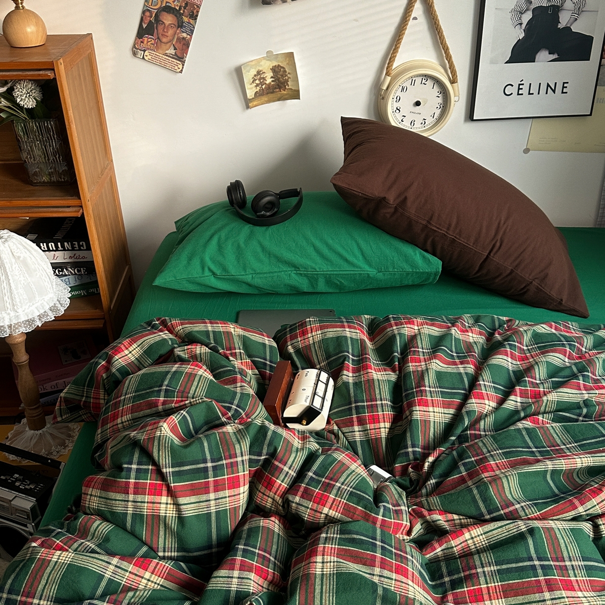 91家纺网 家纺一手货源 找家纺 （总）对白 2025新款32s全棉色织水洗棉四件套-苏格兰海岛-绿【提供买家秀】