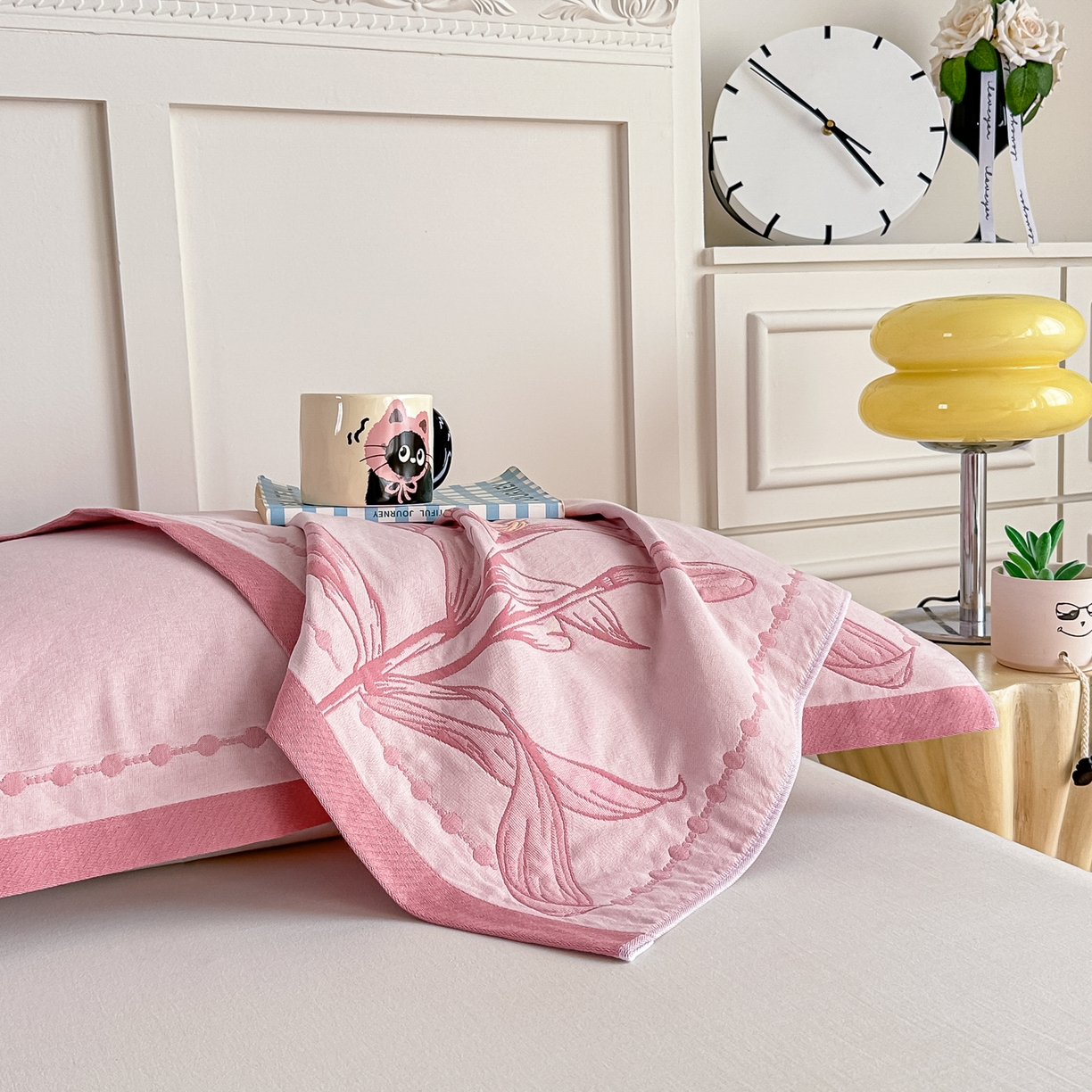 91家纺网 家纺一手货源 找家纺 （总）2025新款全棉四层纱布枕巾纯棉一对装全棉纱布枕头巾简约馨梦枕