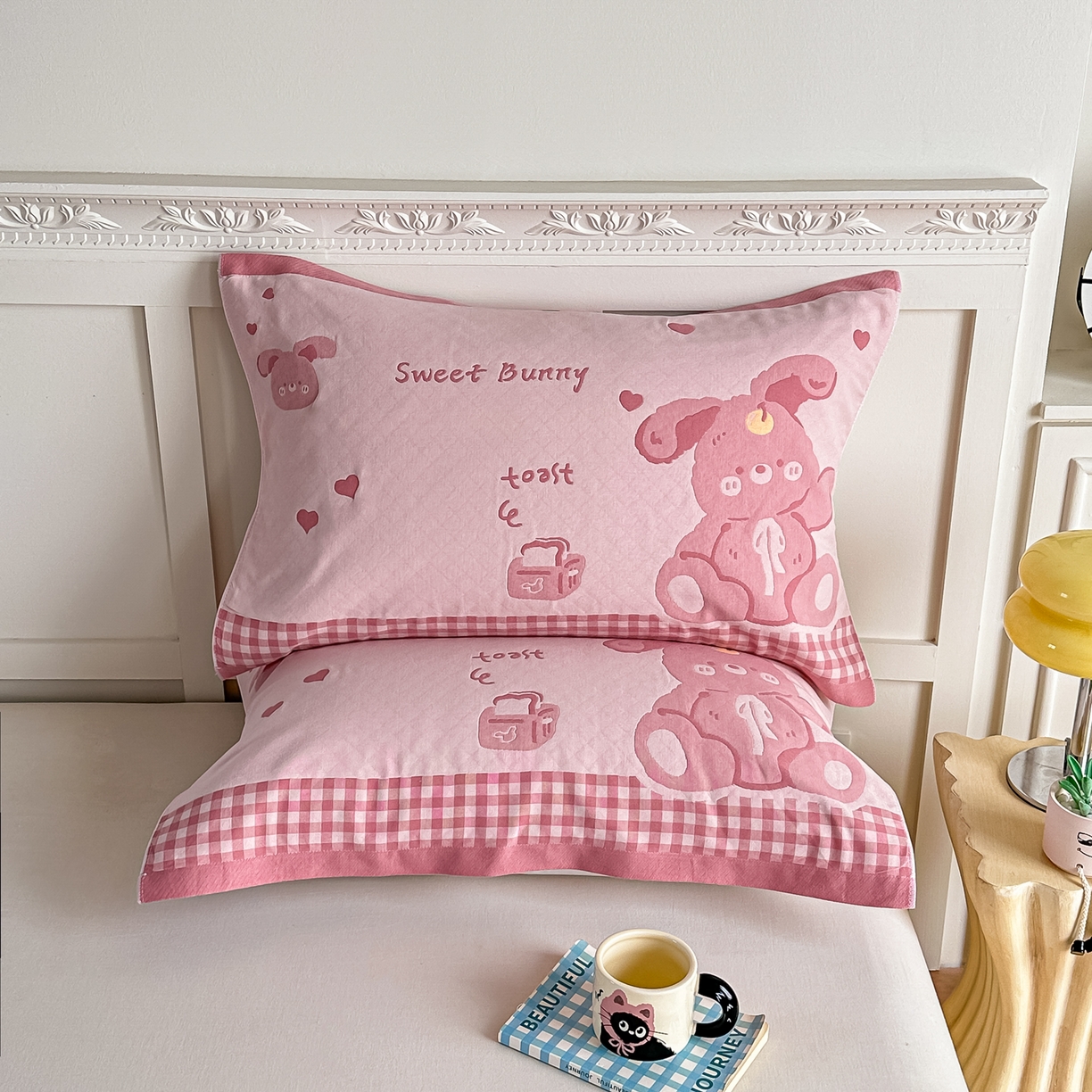 91家纺网 家纺一手货源 找家纺 （总）2025新款全棉四层纱布枕巾纯棉一对装全棉纱布枕头巾简约馨梦枕