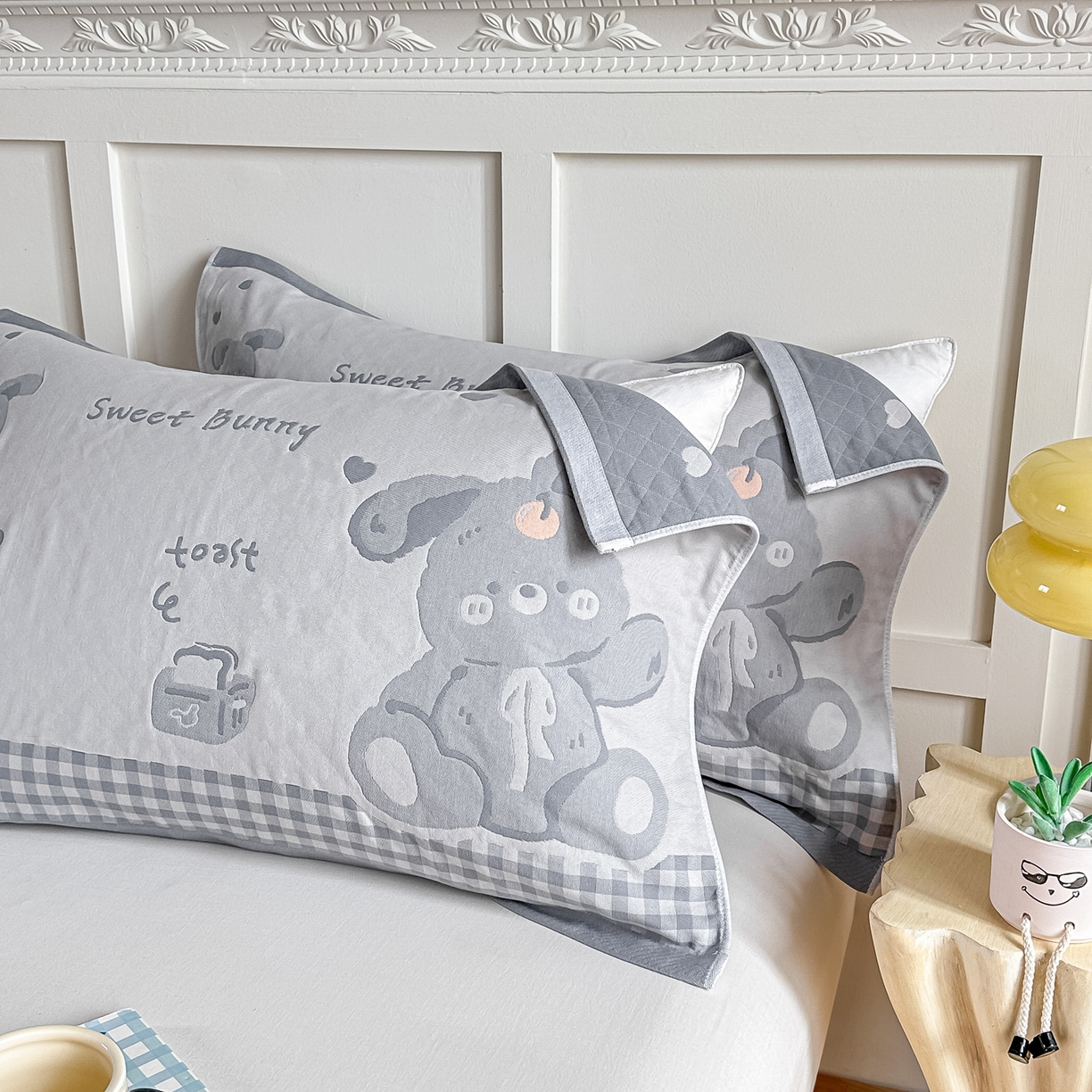 91家纺网 家纺一手货源 找家纺 （总）2025新款全棉四层纱布枕巾纯棉一对装全棉纱布枕头巾简约馨梦枕