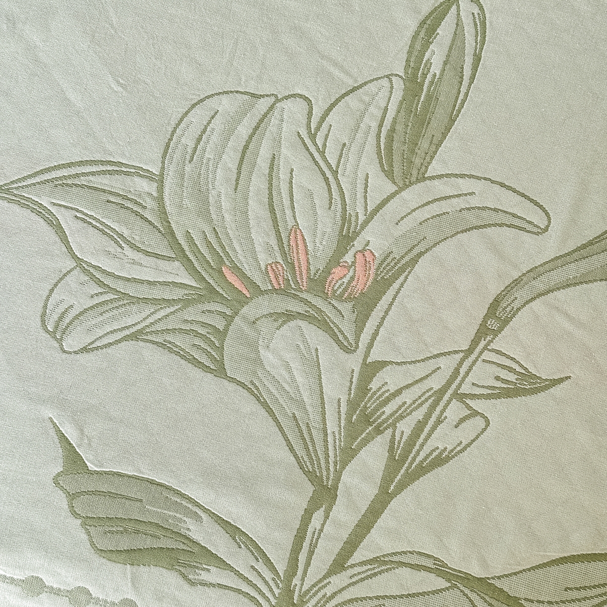 91家纺网 家纺一手货源 找家纺 沐瑟家纺 2025新款馨梦枕巾 百合-绿 52x75cm枕巾一对