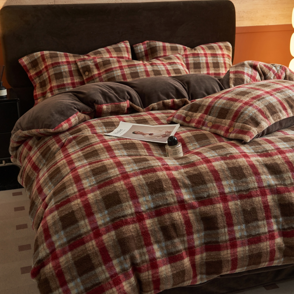 91家纺网 家纺一手货源 找家纺 （总）早晨家纺 2025新款230g羊驼绒复古格牛奶绒四件套