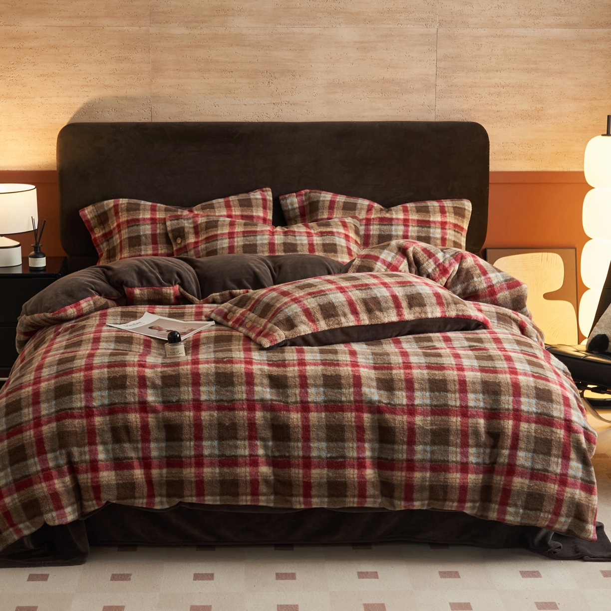 91家纺网 家纺一手货源 找家纺 （总）早晨家纺 2025新款230g羊驼绒复古格牛奶绒四件套