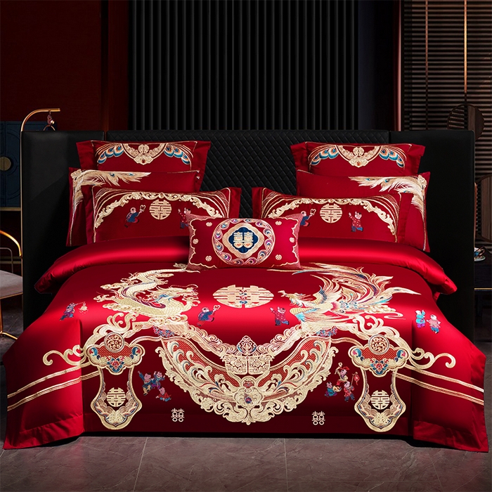 91家纺网 家纺一手货源 找家纺 （总）芊囍纺 2025新款全棉刺绣婚庆四件套