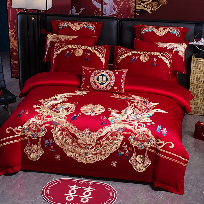 91家纺网 家纺一手货源 找家纺 （总）芊囍纺 2025新款全棉刺绣婚庆四件套