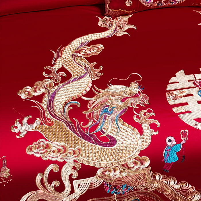 91家纺网 家纺一手货源 找家纺 （总）芊囍纺 2025新款全棉刺绣婚庆四件套