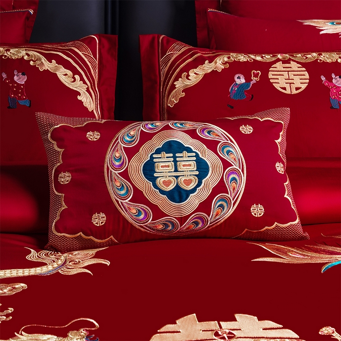 91家纺网 家纺一手货源 找家纺 （总）芊囍纺 2025新款全棉刺绣婚庆四件套