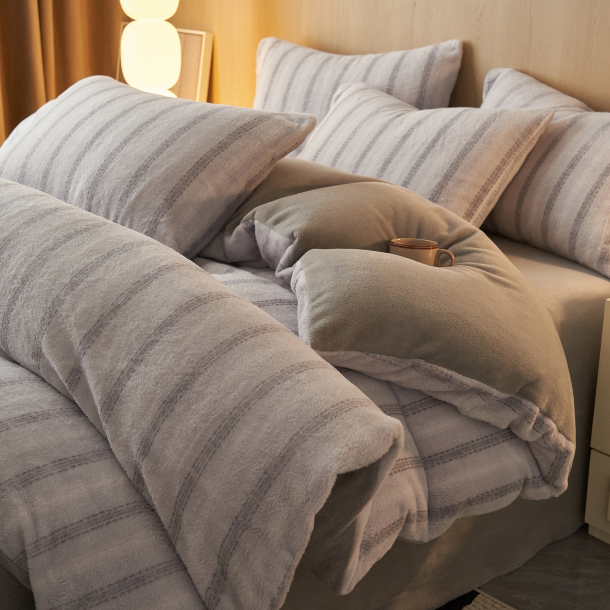 早晨家纺 2025新款未末款仿羊绒牛奶绒四件套 未末-浅灰
