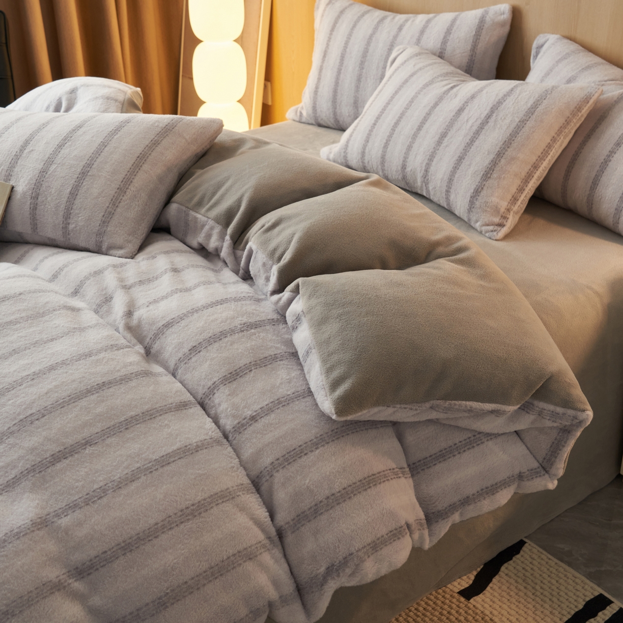 91家纺网 家纺一手货源 找家纺 早晨家纺 2025新款未末款仿羊绒牛奶绒四件套 未末-浅灰