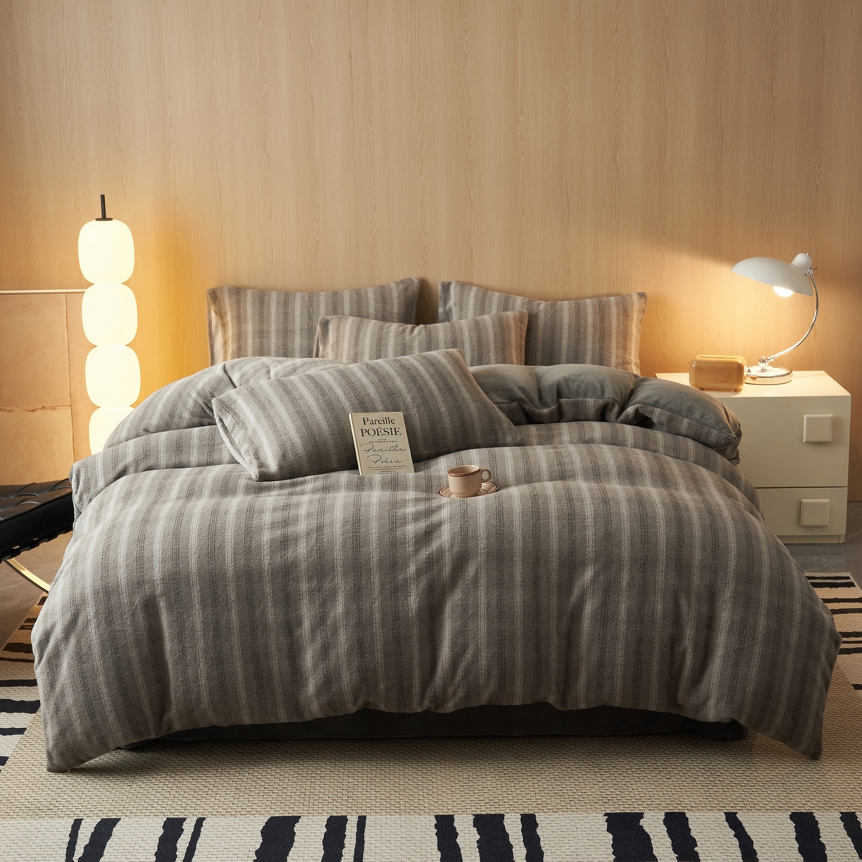 91家纺网 家纺一手货源 找家纺 早晨家纺 2025新款未末款仿羊绒牛奶绒四件套 未末-深灰