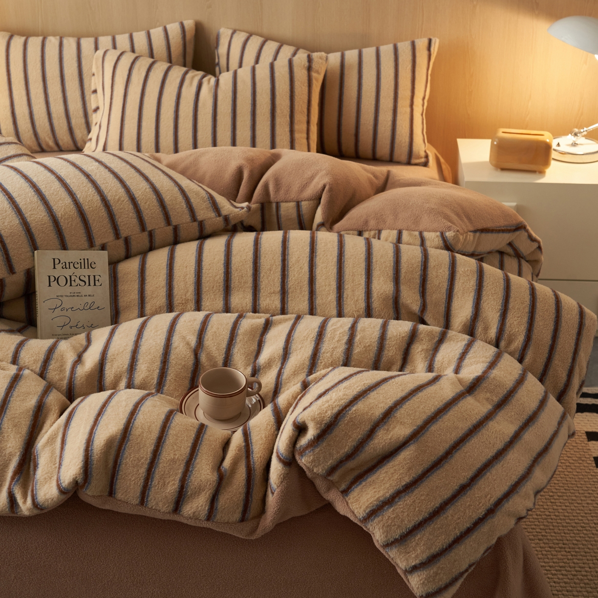 91家纺网 家纺一手货源 找家纺 早晨家纺 2025新款未末款仿羊绒牛奶绒四件套 未末-暖棕