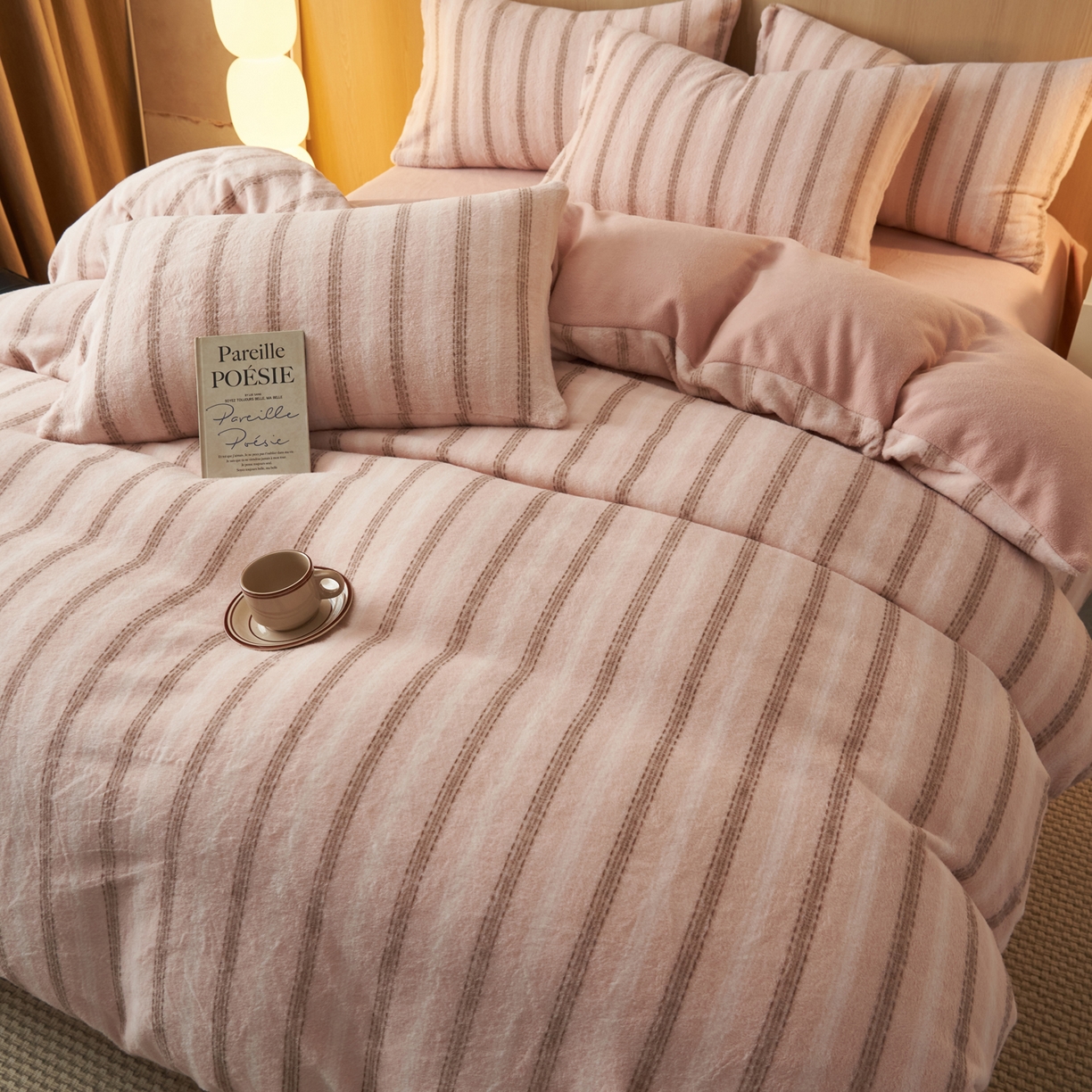 91家纺网 家纺一手货源 找家纺 早晨家纺 2025新款未末款仿羊绒牛奶绒四件套 未末-柔粉