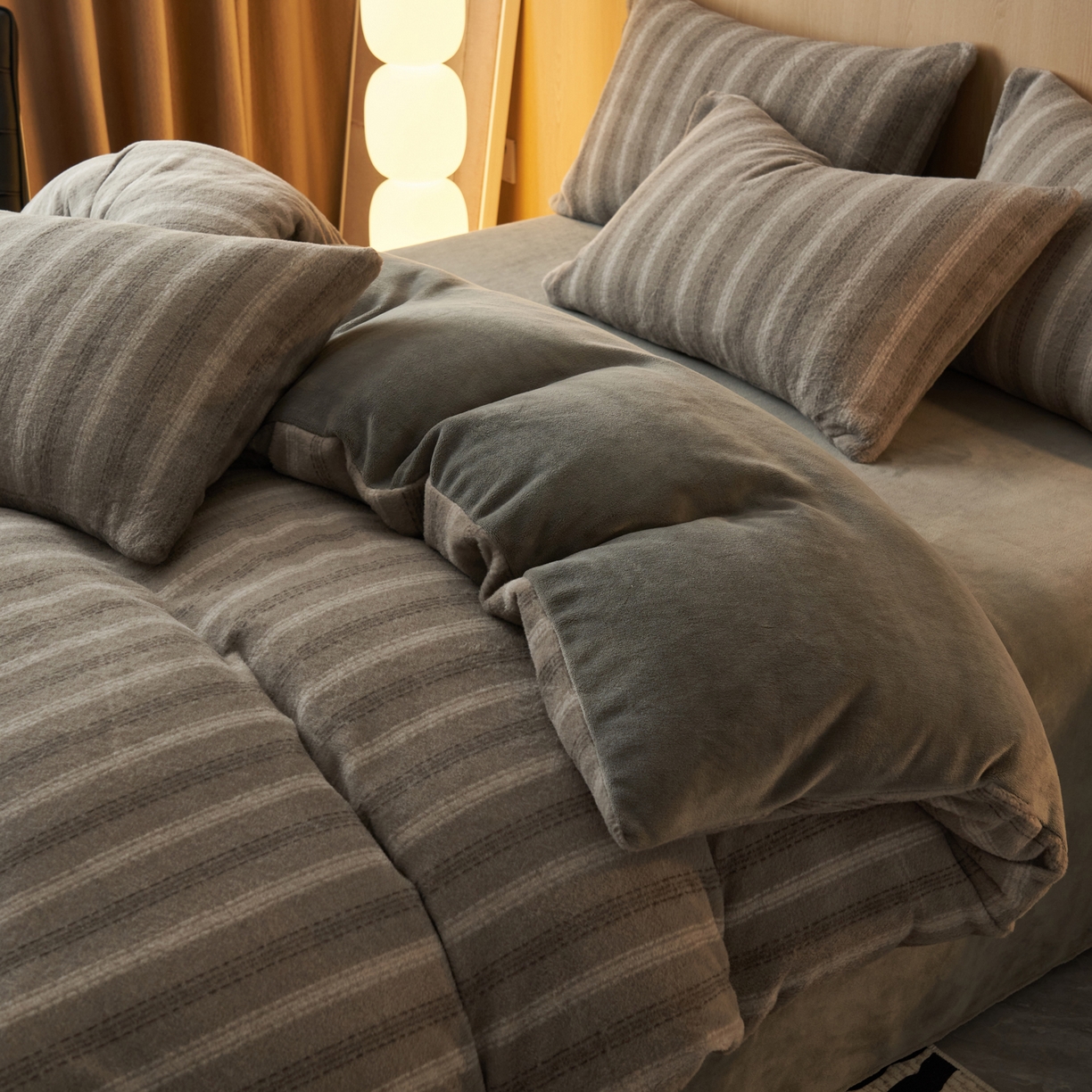 91家纺网 家纺一手货源 找家纺 早晨家纺 2025新款未末款仿羊绒牛奶绒四件套 未末-深灰