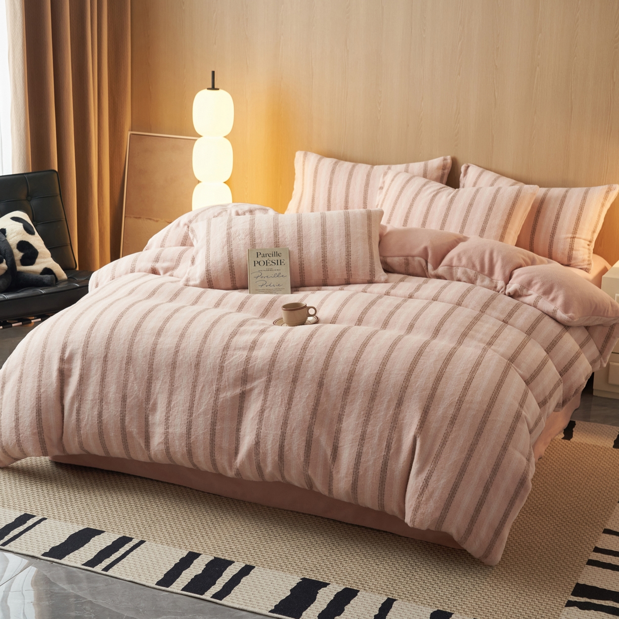 91家纺网 家纺一手货源 找家纺 早晨家纺 2025新款未末款仿羊绒牛奶绒四件套 未末-柔粉