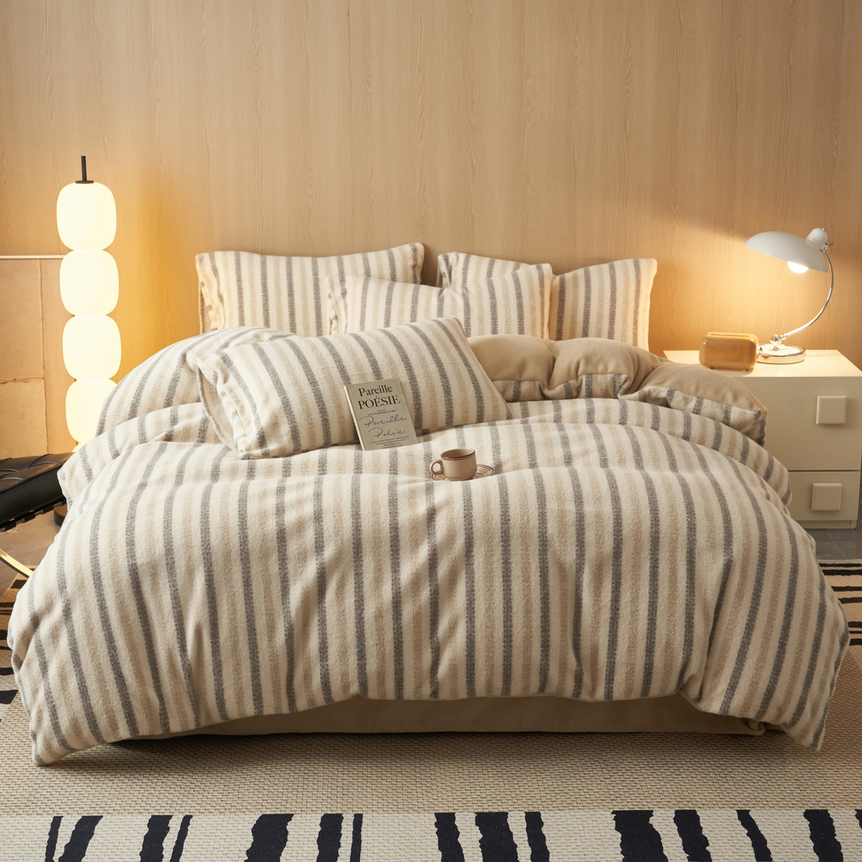 91家纺网 家纺一手货源 找家纺 早晨家纺 2025新款未末款仿羊绒牛奶绒四件套 未末-浅棕