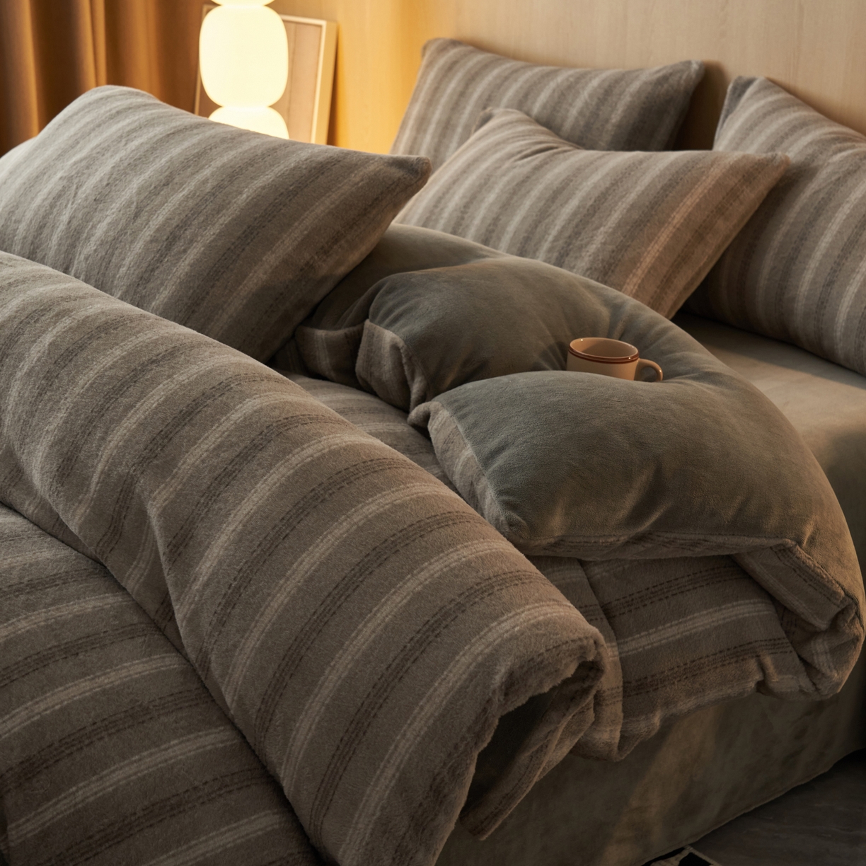 91家纺网 家纺一手货源 找家纺 早晨家纺 2025新款未末款仿羊绒牛奶绒四件套 未末-深灰