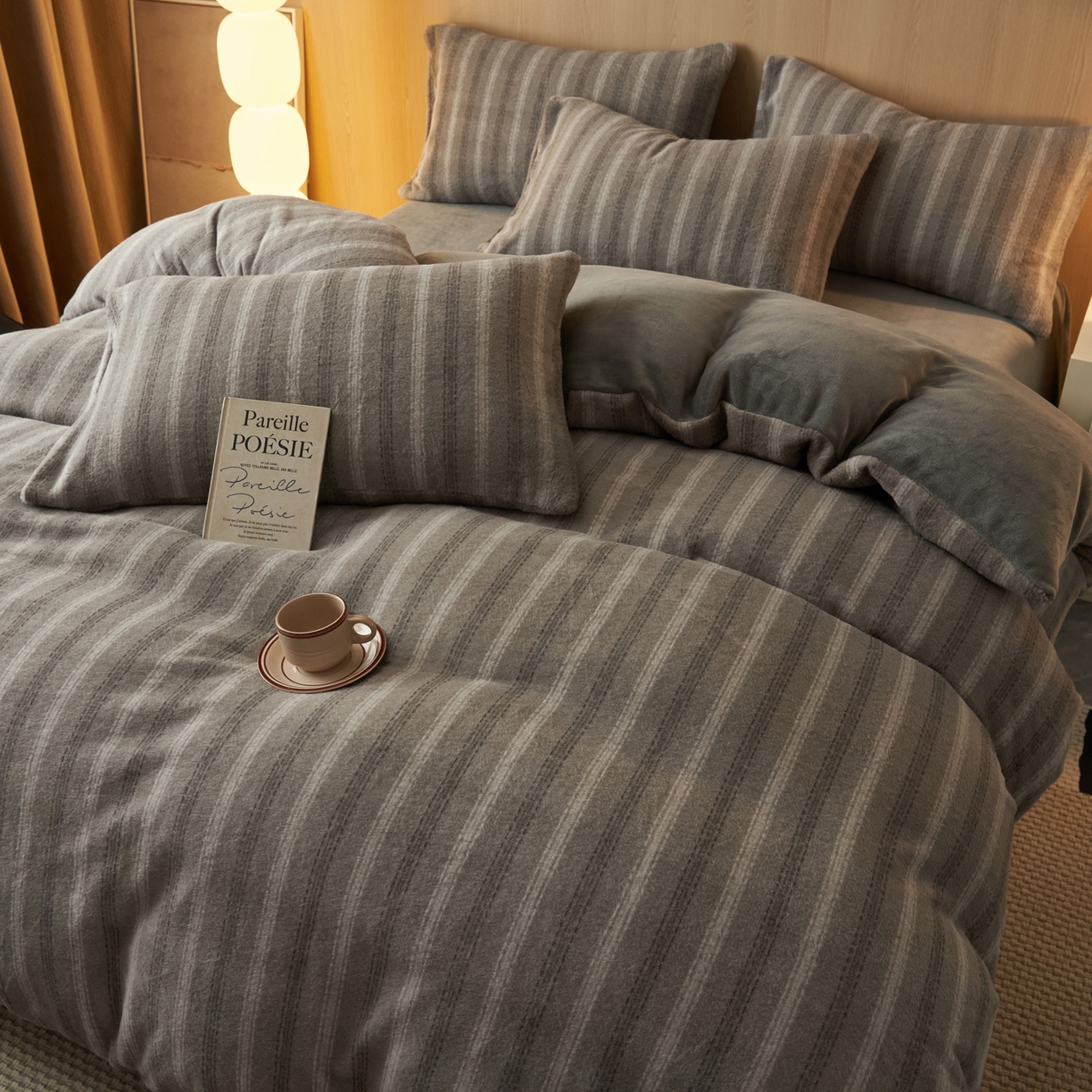 91家纺网 家纺一手货源 找家纺 早晨家纺 2025新款未末款仿羊绒牛奶绒四件套 未末-深灰