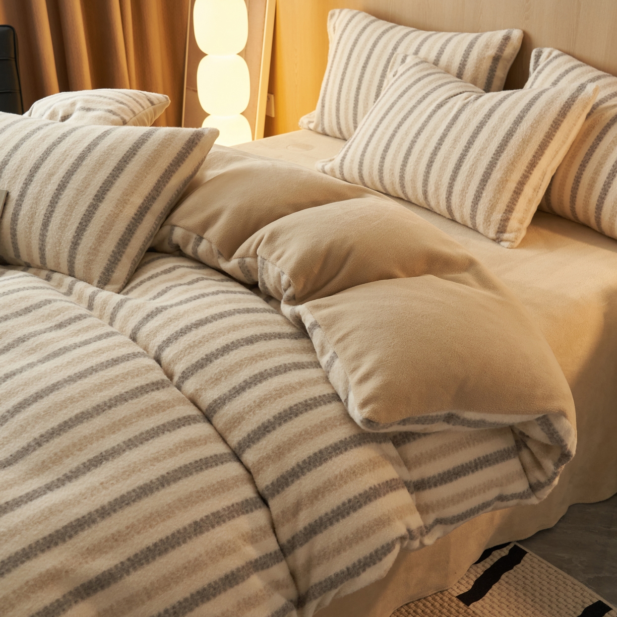 91家纺网 家纺一手货源 找家纺 早晨家纺 2025新款未末款仿羊绒牛奶绒四件套 未末-浅棕