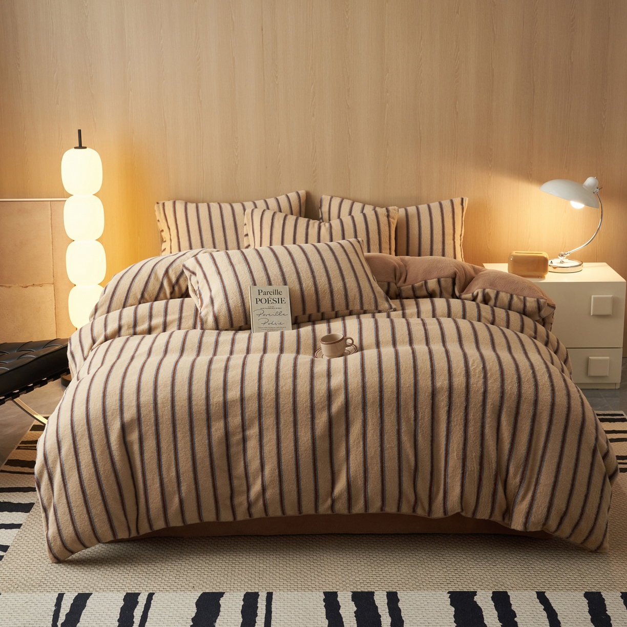 91家纺网 家纺一手货源 找家纺 早晨家纺 2025新款未末款仿羊绒牛奶绒四件套 未末-暖棕