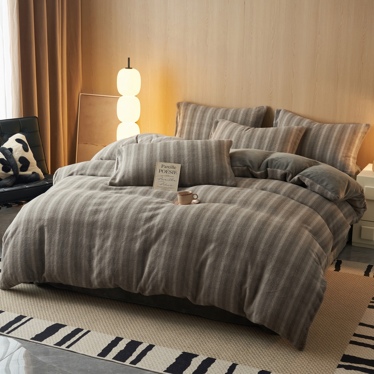 91家纺网 家纺一手货源 找家纺 早晨家纺 2025新款未末款仿羊绒牛奶绒四件套 未末-深灰