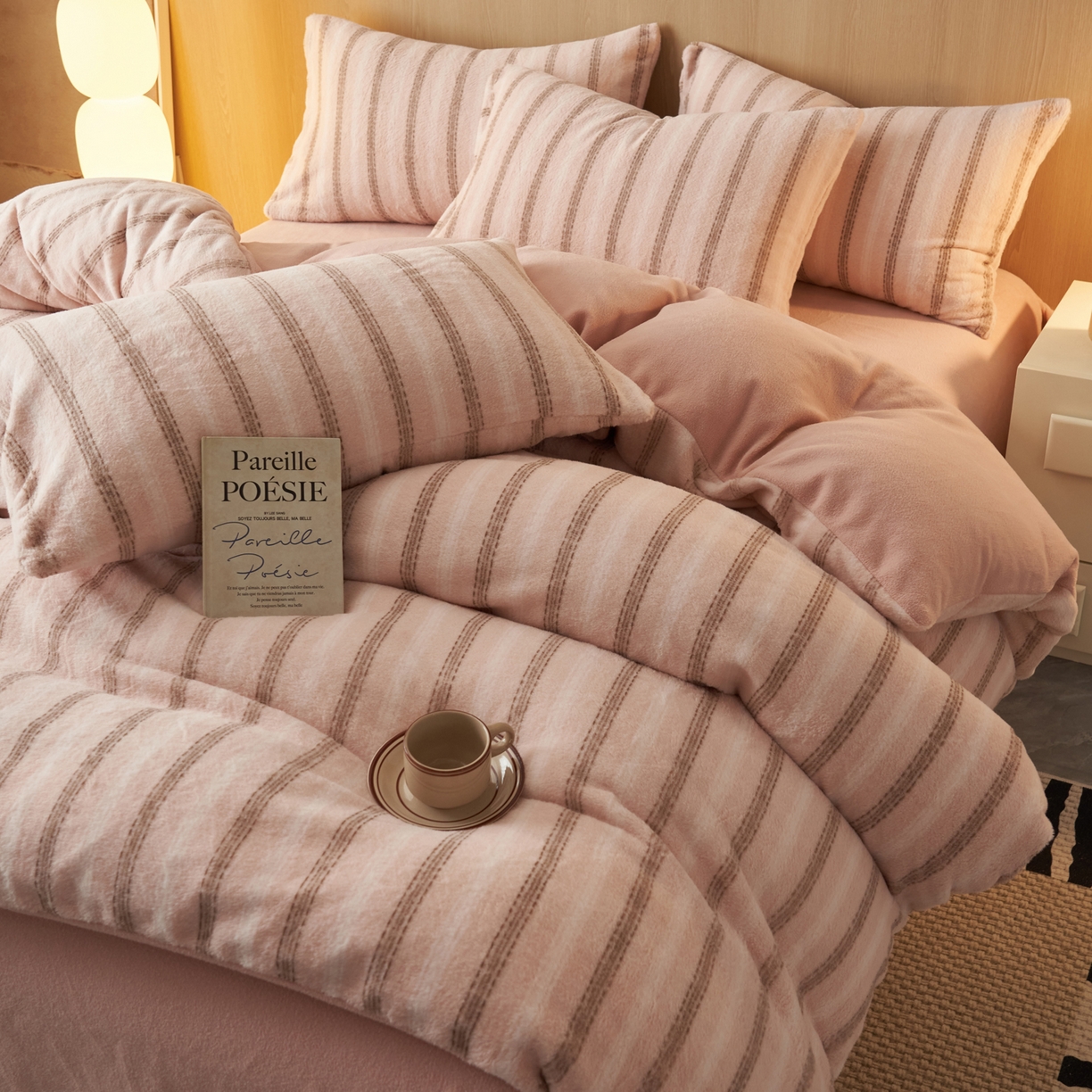 91家纺网 家纺一手货源 找家纺 早晨家纺 2025新款未末款仿羊绒牛奶绒四件套 未末-柔粉