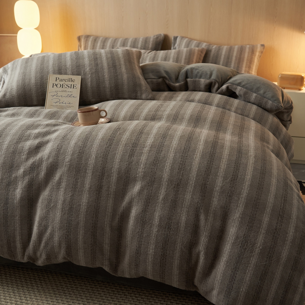 91家纺网 家纺一手货源 找家纺 早晨家纺 2025新款未末款仿羊绒牛奶绒四件套 未末-深灰