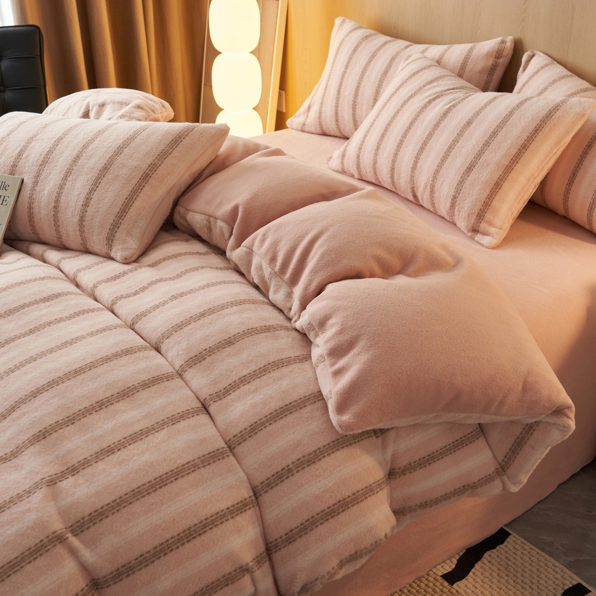 91家纺网 家纺一手货源 找家纺 早晨家纺 2025新款未末款仿羊绒牛奶绒四件套 未末-柔粉