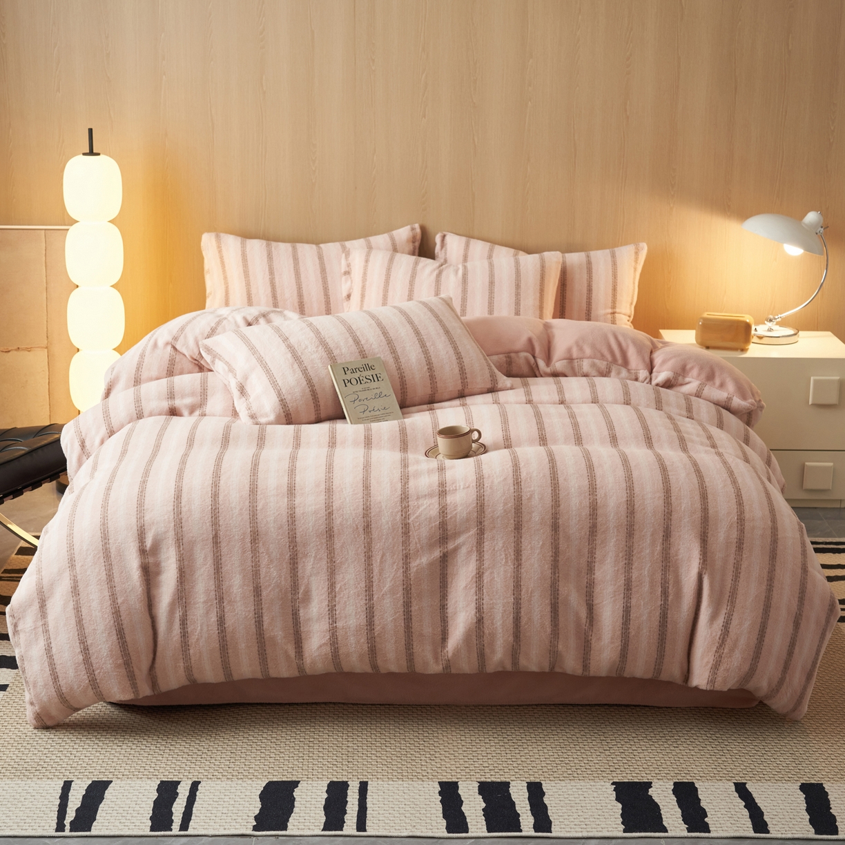 91家纺网 家纺一手货源 找家纺 早晨家纺 2025新款未末款仿羊绒牛奶绒四件套 未末-柔粉