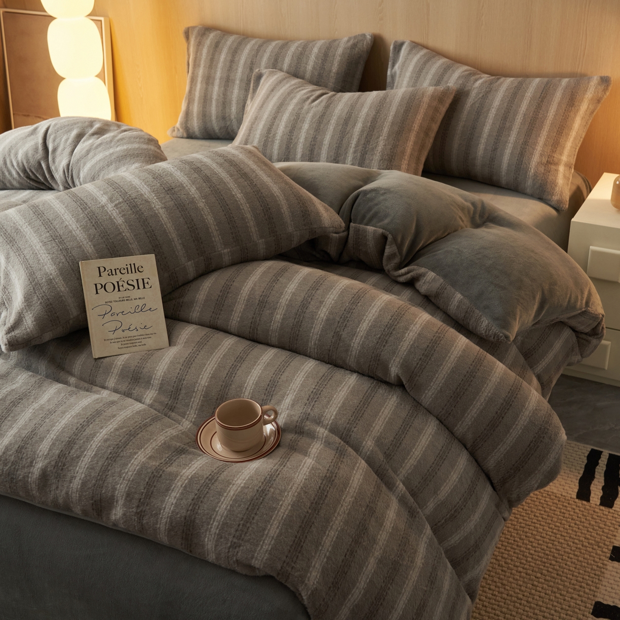 91家纺网 家纺一手货源 找家纺 早晨家纺 2025新款未末款仿羊绒牛奶绒四件套 未末-深灰