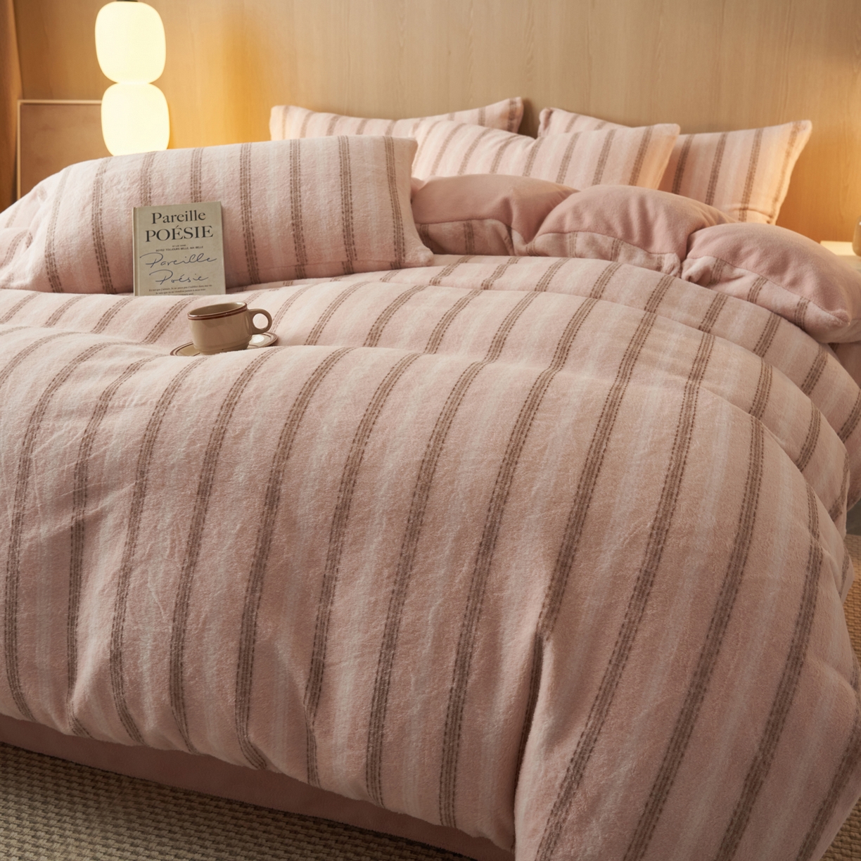 91家纺网 家纺一手货源 找家纺 早晨家纺 2025新款未末款仿羊绒牛奶绒四件套 未末-柔粉