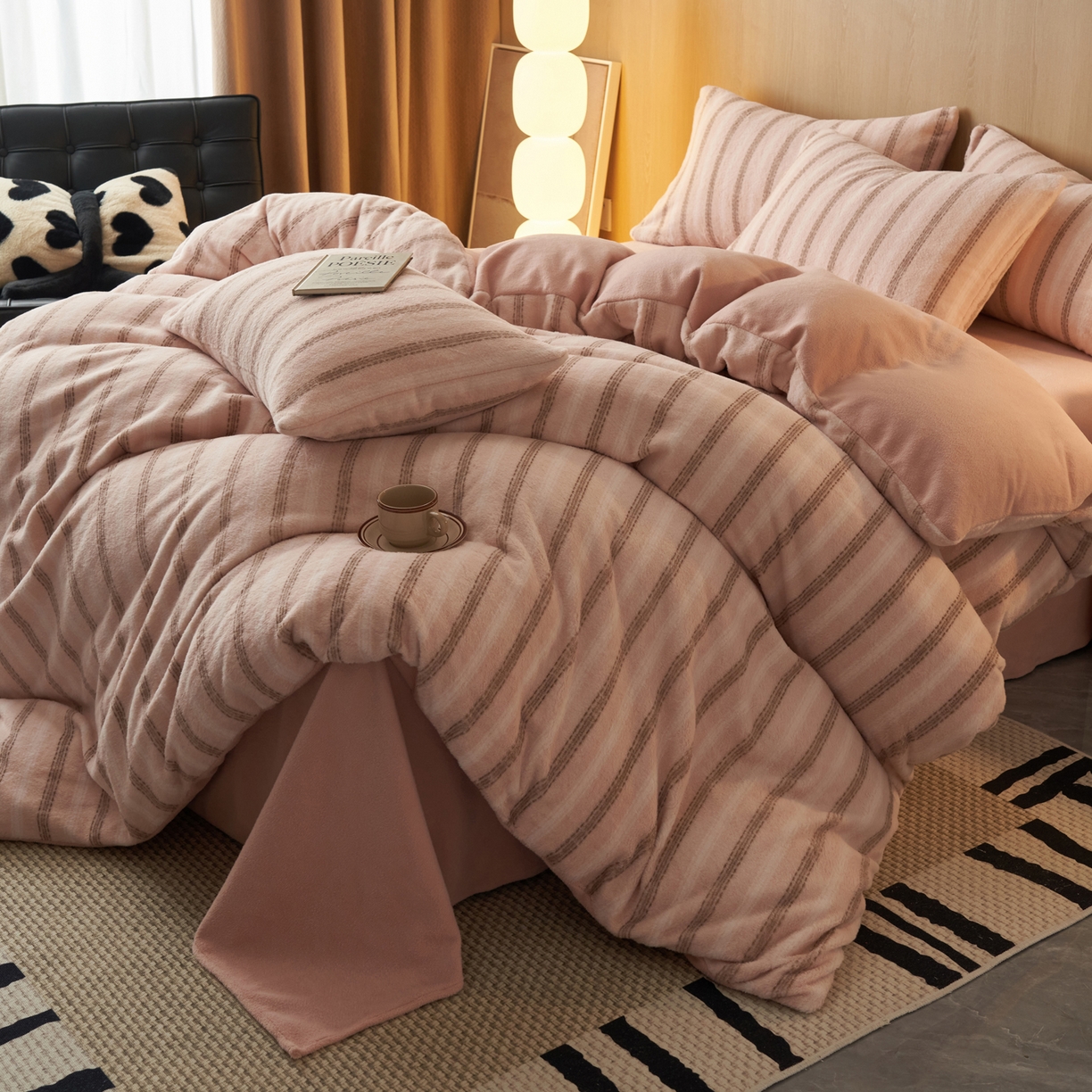 91家纺网 家纺一手货源 找家纺 早晨家纺 2025新款未末款仿羊绒牛奶绒四件套 未末-柔粉